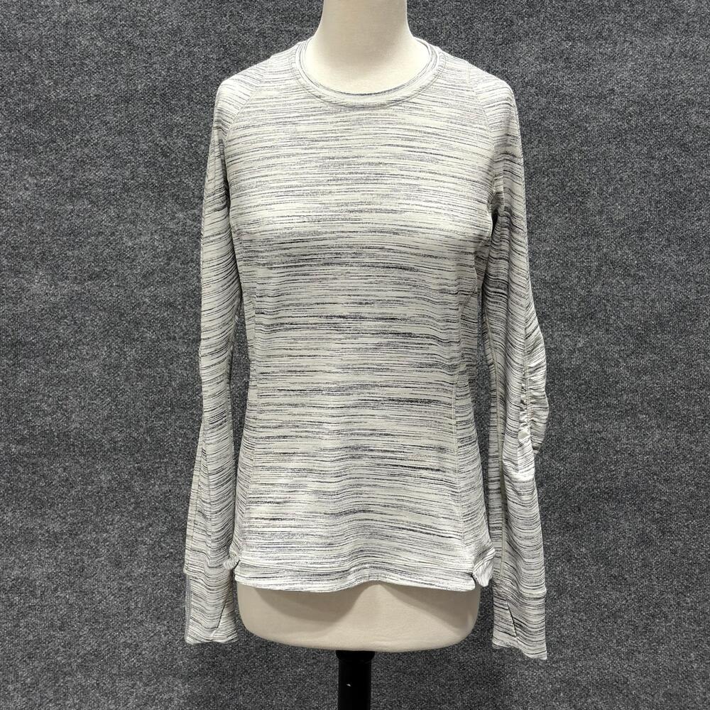 Lululemon Shirt Womens 12 Gray Space-Dye Long Sleeve Thumbholes Athletic Top